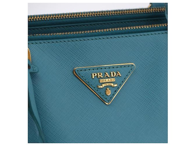Borsa a mano PRADA Galleria in pelle Saffiano Turquoise Blue Gold Auth 198284V D'oro Turchese - vista 18