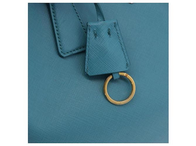 Borsa a mano PRADA Galleria in pelle Saffiano Turquoise Blue Gold Auth 198284V D'oro Turchese - vista 19