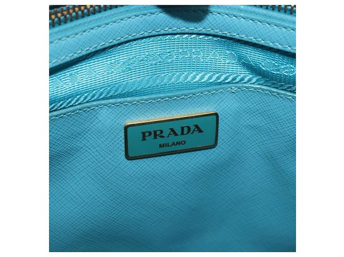 Borsa a mano PRADA Galleria in pelle Saffiano Turquoise Blue Gold Auth 198284V D'oro Turchese - vista 20