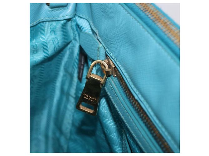 Borsa a mano PRADA Galleria in pelle Saffiano Turquoise Blue Gold Auth 198284V D'oro Turchese - vista 23
