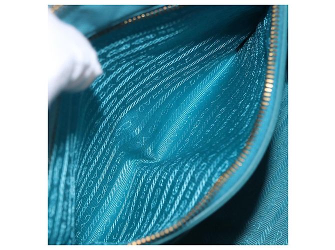 Borsa a mano PRADA Galleria in pelle Saffiano Turquoise Blue Gold Auth 198284V D'oro Turchese - vista 24