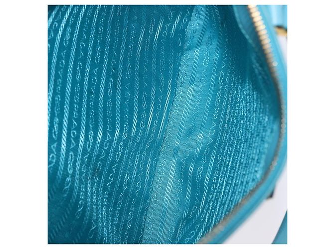Borsa a mano PRADA Galleria in pelle Saffiano Turquoise Blue Gold Auth 198284V D'oro Turchese - vista 26