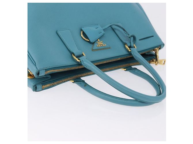 Borsa a mano PRADA Galleria in pelle Saffiano Turquoise Blue Gold Auth 198284V D'oro Turchese - vista 6