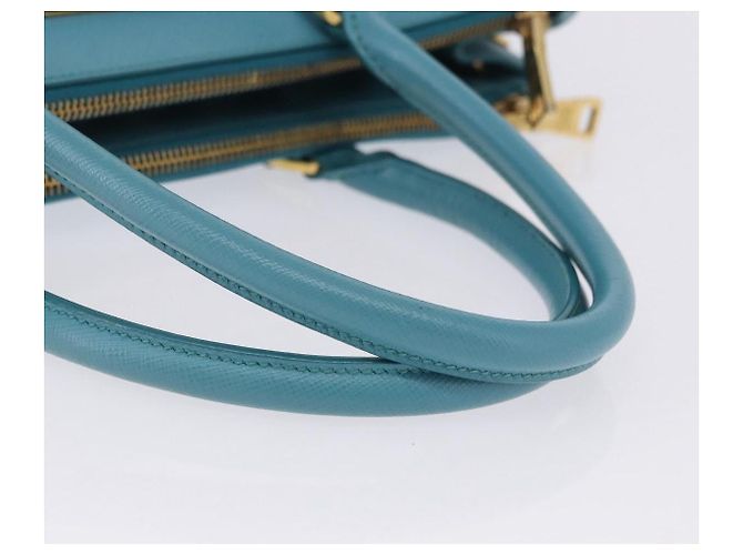 Borsa a mano PRADA Galleria in pelle Saffiano Turquoise Blue Gold Auth 198284V D'oro Turchese - vista 7