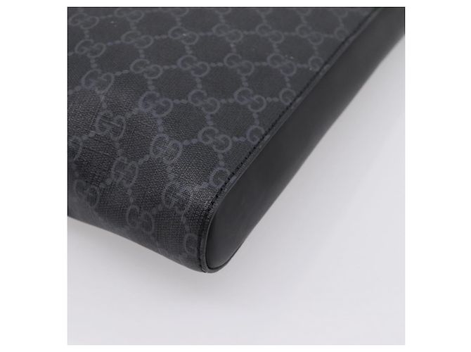 Sac Courier GUCCI GG Supreme Sherry Line PVC Noir Argent 474137 Auth 198699M Argenté - vue 12