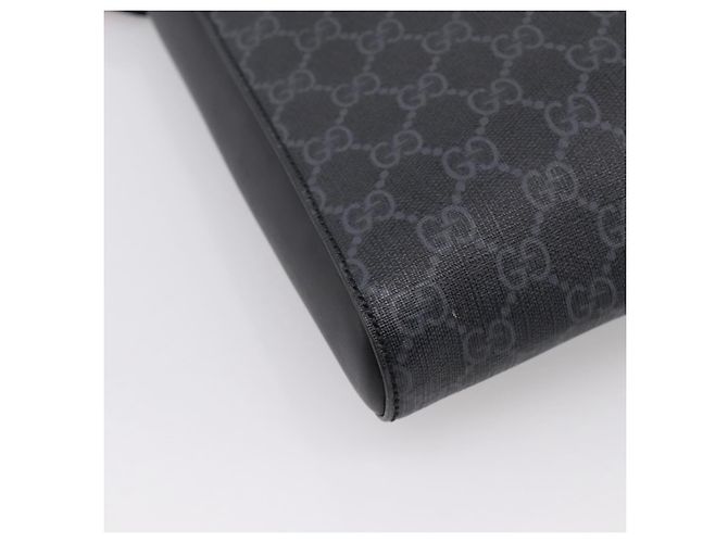 Sac Courier GUCCI GG Supreme Sherry Line PVC Noir Argent 474137 Auth 198699M Argenté - vue 13