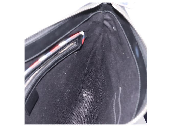 Sac Courier GUCCI GG Supreme Sherry Line PVC Noir Argent 474137 Auth 198699M Argenté - vue 19