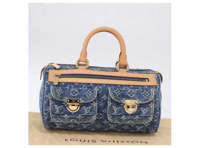 Borsa a mano LOUIS VUITTON Monogram Denim Neo Speedy Blue M95019 LV Auth am12404SM - vista 12