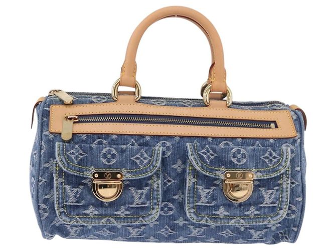 Borsa a mano LOUIS VUITTON Monogram Denim Neo Speedy Blue M95019 LV Auth am12404SM - vista 13