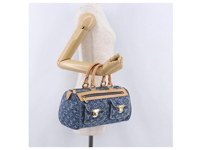 Borsa a mano LOUIS VUITTON Monogram Denim Neo Speedy Blue M95019 LV Auth am12404SM - vista 26