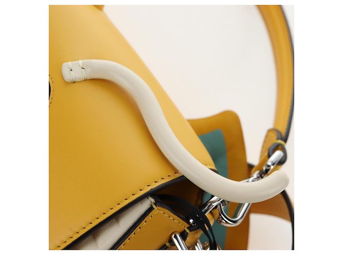 FENDI Dragonite FENDIxFRGMTxPOKMON Mamma Baguette Leather Yellow Auth 167542SM Argento Giallo - vista 19