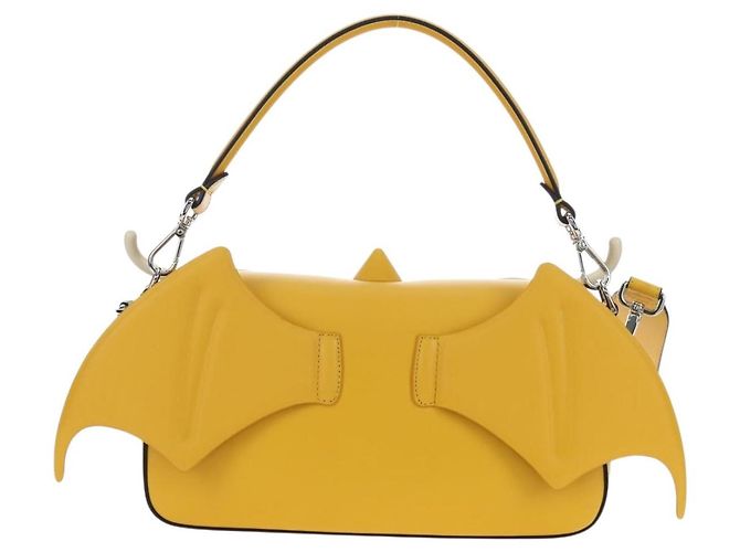 FENDI Dragonite FENDIxFRGMTxPOKMON Mamma Baguette Leather Yellow Auth 167542SM Argento Giallo - vista 3