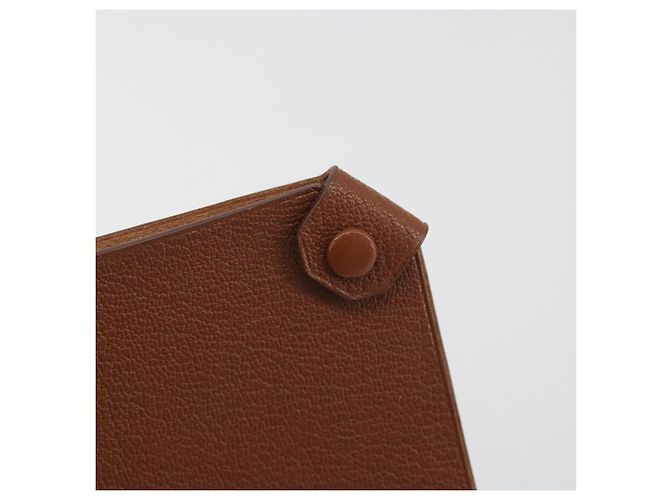 Hermès HERMES Porta Passaporto Tarmac Pelle Marrone Auth 196663V - vista 12