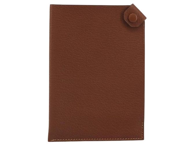 Hermès HERMES Porta Passaporto Tarmac Pelle Marrone Auth 196663V - vista 2
