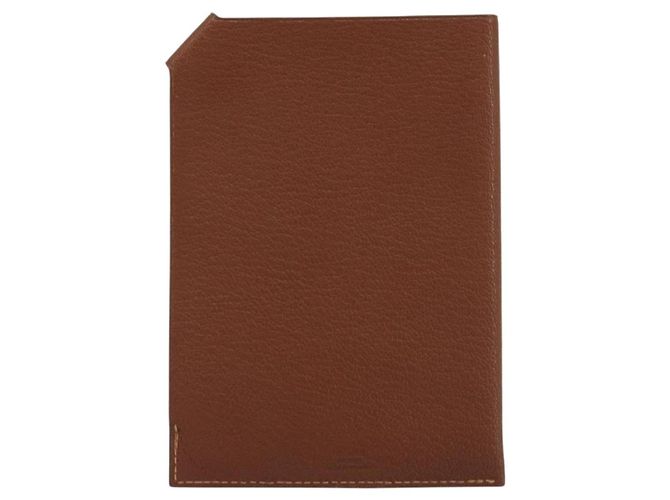 Hermès HERMES Porta Passaporto Tarmac Pelle Marrone Auth 196663V - vista 3