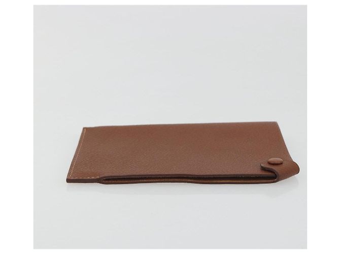 Hermès HERMES Porta Passaporto Tarmac Pelle Marrone Auth 196663V - vista 4