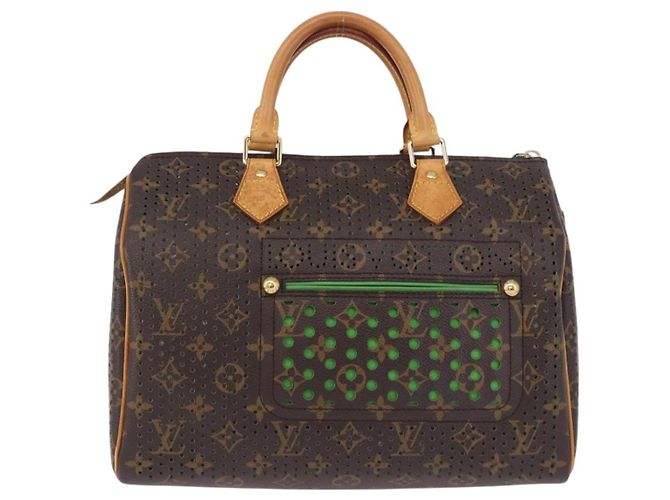 LOUIS VUITTON Monogram Perfo Speedy 30 Hand Bag Green M95181 LV Auth 195957V Verde Monogramma - vista 13