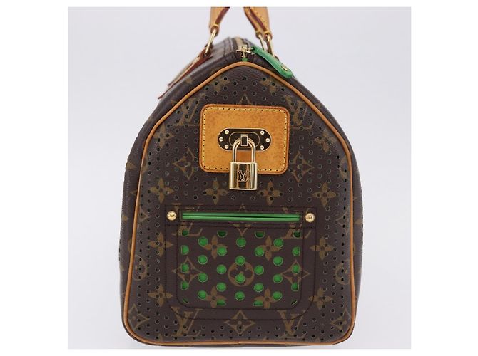 LOUIS VUITTON Monogram Perfo Speedy 30 Hand Bag Green M95181 LV Auth 195957V Verde Monogramma - vista 3