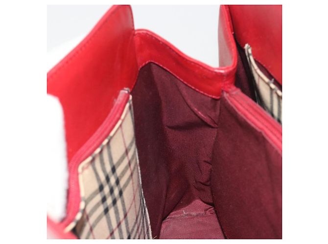 Borsa a mano BURBERRY in pelle rossa e oro Auth 196605 Rosso D'oro - vista 18