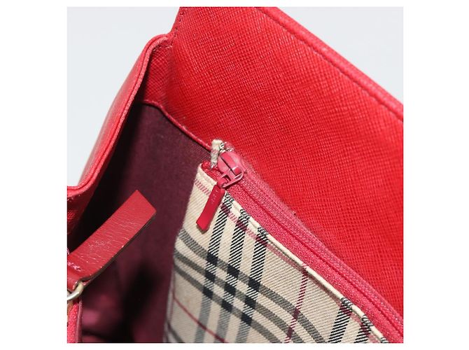 Borsa a mano BURBERRY in pelle rossa e oro Auth 196605 Rosso D'oro - vista 20