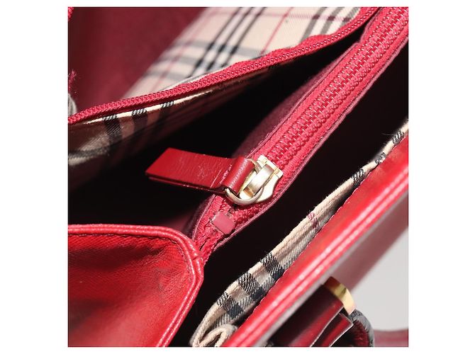 Borsa a mano BURBERRY in pelle rossa e oro Auth 196605 Rosso D'oro - vista 22