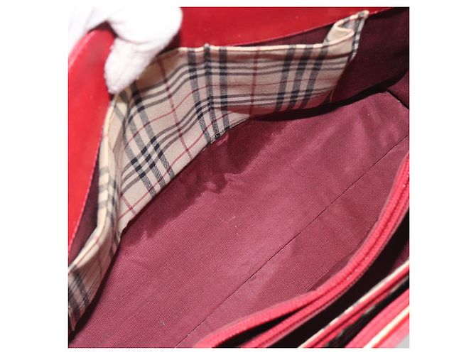 Borsa a mano BURBERRY in pelle rossa e oro Auth 196605 Rosso D'oro - vista 24