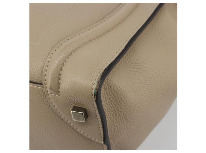 Céline CELINE Luggage Medium Hand Bag Leather Beige Silver Auth 197325A Argento - vista 11