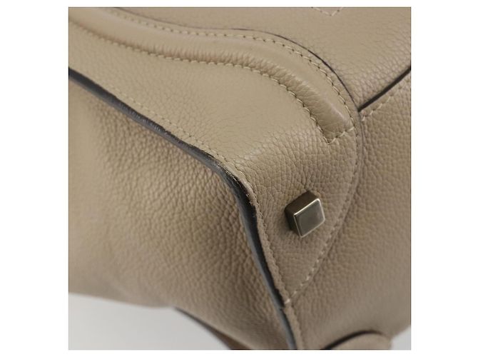 Céline CELINE Luggage Medium Hand Bag Leather Beige Silver Auth 197325A Argento - vista 12