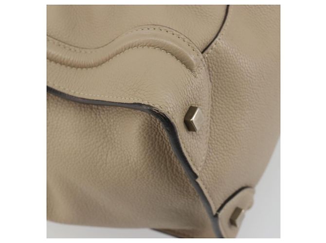 Céline CELINE Luggage Medium Hand Bag Leather Beige Silver Auth 197325A Argento - vista 14