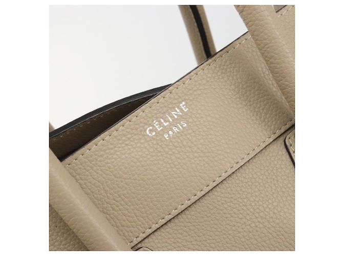 Céline CELINE Luggage Medium Hand Bag Leather Beige Silver Auth 197325A Argento - vista 16