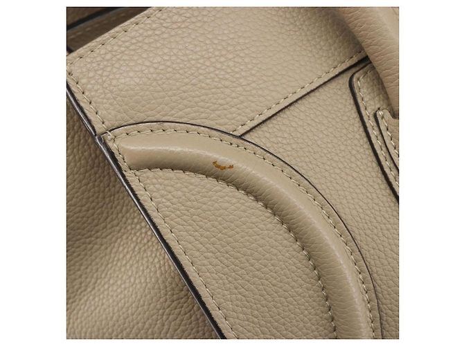 Céline CELINE Luggage Medium Hand Bag Leather Beige Silver Auth 197325A Argento - vista 18