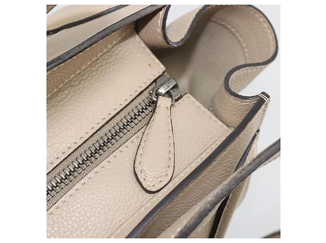 Céline CELINE Luggage Medium Hand Bag Leather Beige Silver Auth 197325A Argento - vista 19