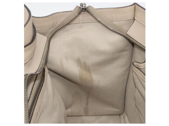 Céline CELINE Luggage Medium Hand Bag Leather Beige Silver Auth 197325A Argento - vista 21