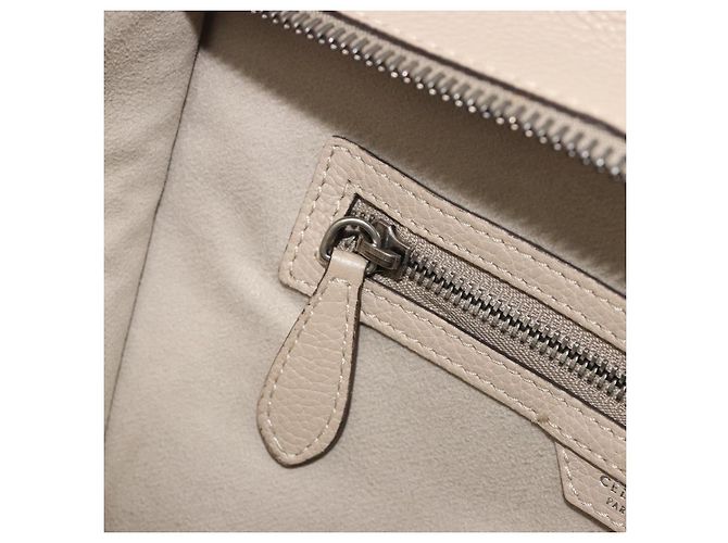 Céline CELINE Luggage Medium Hand Bag Leather Beige Silver Auth 197325A Argento - vista 24