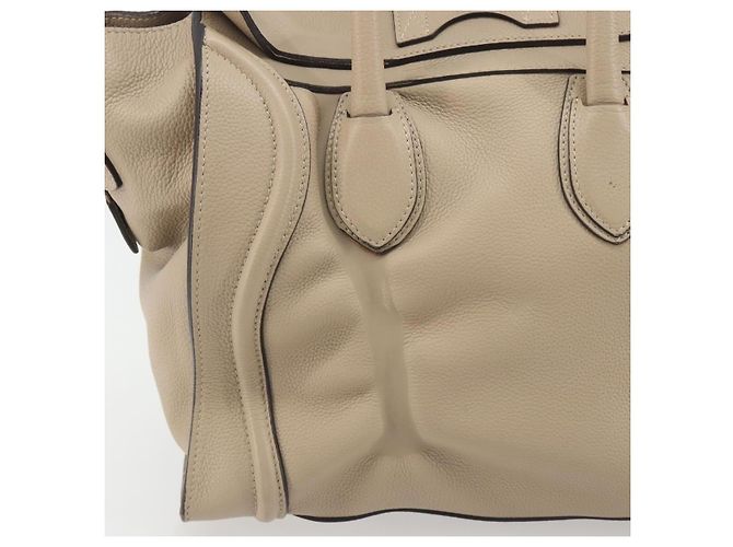 Céline CELINE Luggage Medium Hand Bag Leather Beige Silver Auth 197325A Argento - vista 4