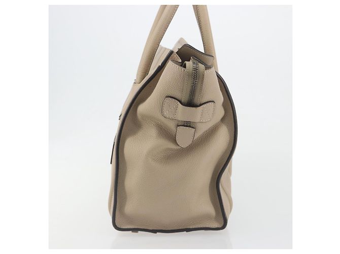Céline CELINE Luggage Medium Hand Bag Leather Beige Silver Auth 197325A Argento - vista 5