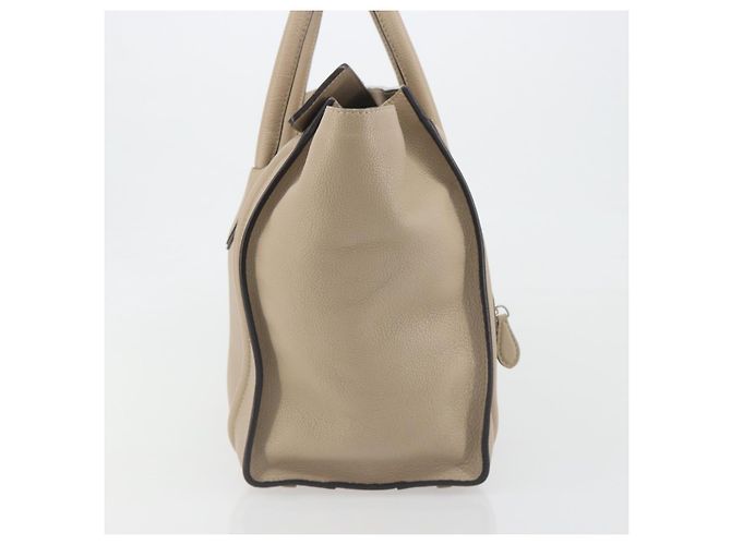 Céline CELINE Luggage Medium Hand Bag Leather Beige Silver Auth 197325A Argento - vista 6