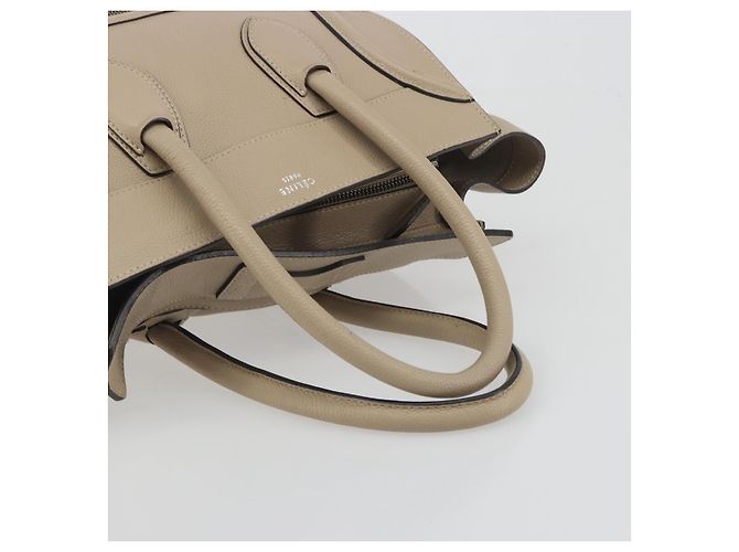 Céline CELINE Luggage Medium Hand Bag Leather Beige Silver Auth 197325A Argento - vista 8