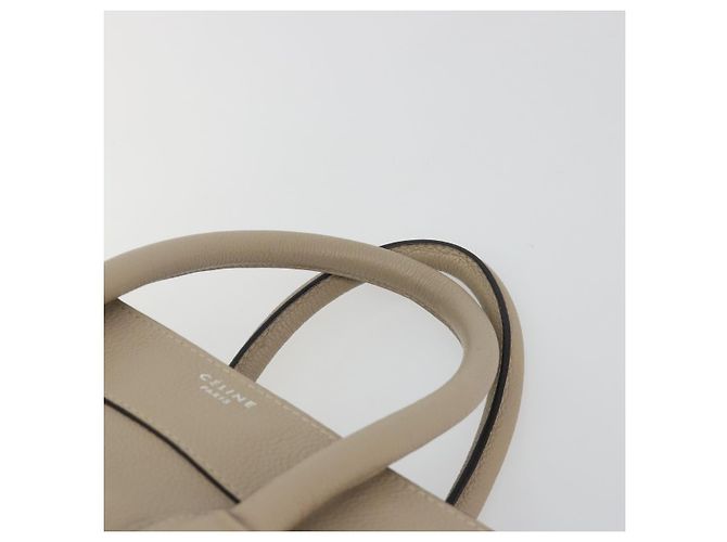 Céline CELINE Luggage Medium Hand Bag Leather Beige Silver Auth 197325A Argento - vista 9