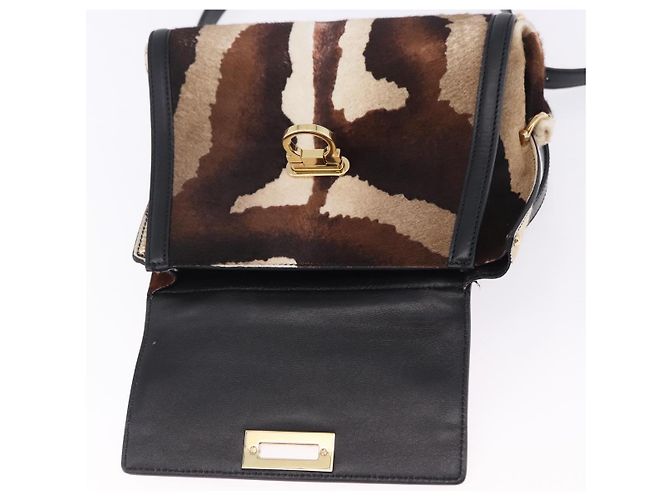 Borsa Salvatore Ferragamo Gancini Sofia in pelle Harako 2way Brown Gold Auth 196922A Marrone D'oro - vista 17