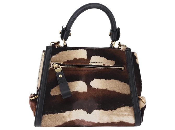 Borsa Salvatore Ferragamo Gancini Sofia in pelle Harako 2way Brown Gold Auth 196922A Marrone D'oro - vista 3