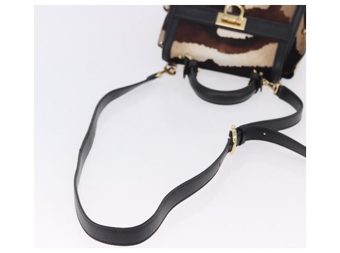 Borsa Salvatore Ferragamo Gancini Sofia in pelle Harako 2way Brown Gold Auth 196922A Marrone D'oro - vista 9
