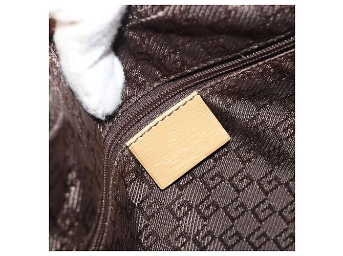 Borsa a tracolla GUCCI in pelle beige e oro 001 4204 Auth 198453 D'oro - vista 19