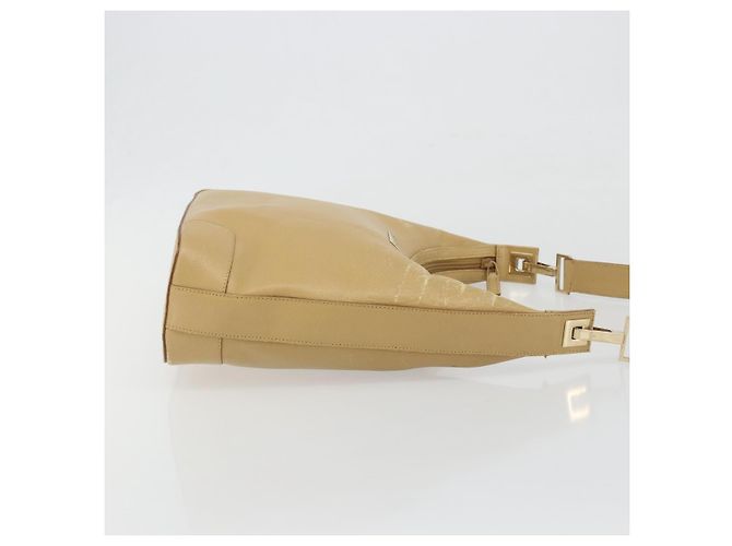 Borsa a tracolla GUCCI in pelle beige e oro 001 4204 Auth 198453 D'oro - vista 4