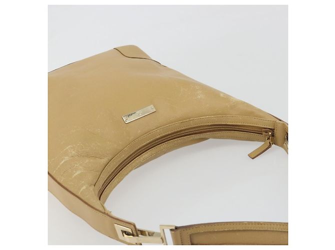 Borsa a tracolla GUCCI in pelle beige e oro 001 4204 Auth 198453 D'oro - vista 6