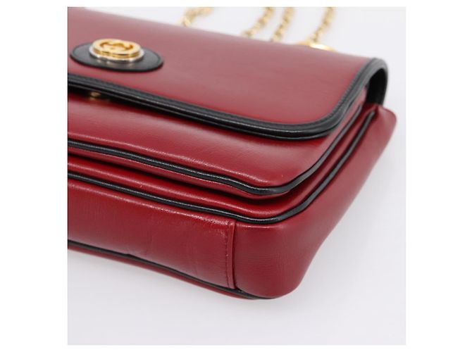 Borsa a tracolla con catena GUCCI in pelle rossa e oro 576421 Auth 195984M Rosso D'oro - vista 10