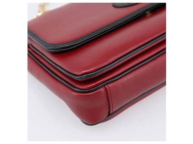 Borsa a tracolla con catena GUCCI in pelle rossa e oro 576421 Auth 195984M Rosso D'oro - vista 11