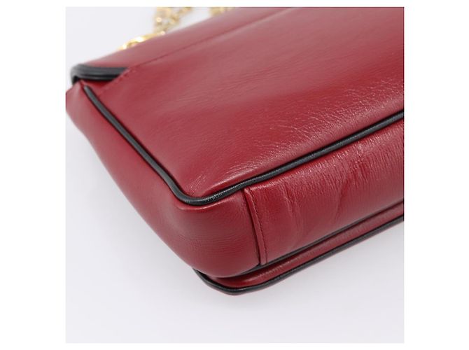 Borsa a tracolla con catena GUCCI in pelle rossa e oro 576421 Auth 195984M Rosso D'oro - vista 13