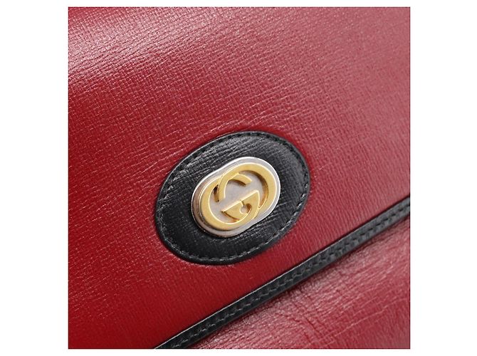 Borsa a tracolla con catena GUCCI in pelle rossa e oro 576421 Auth 195984M Rosso D'oro - vista 14