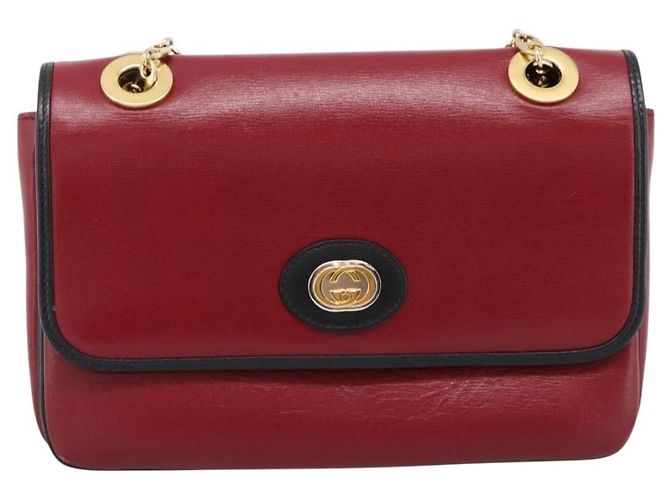 Borsa a tracolla con catena GUCCI in pelle rossa e oro 576421 Auth 195984M Rosso D'oro - vista 2